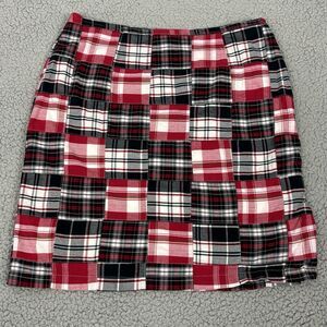 Cape Madras Plaid Cotton Pencil Skirt Womens Size 12 Colorful Patchwork Detail